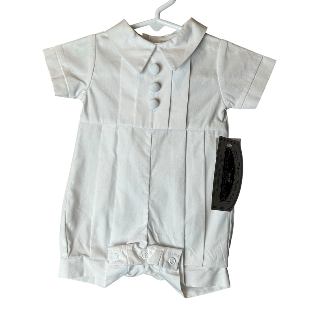 Little Things Mean A Lot Tyler White Romper NB